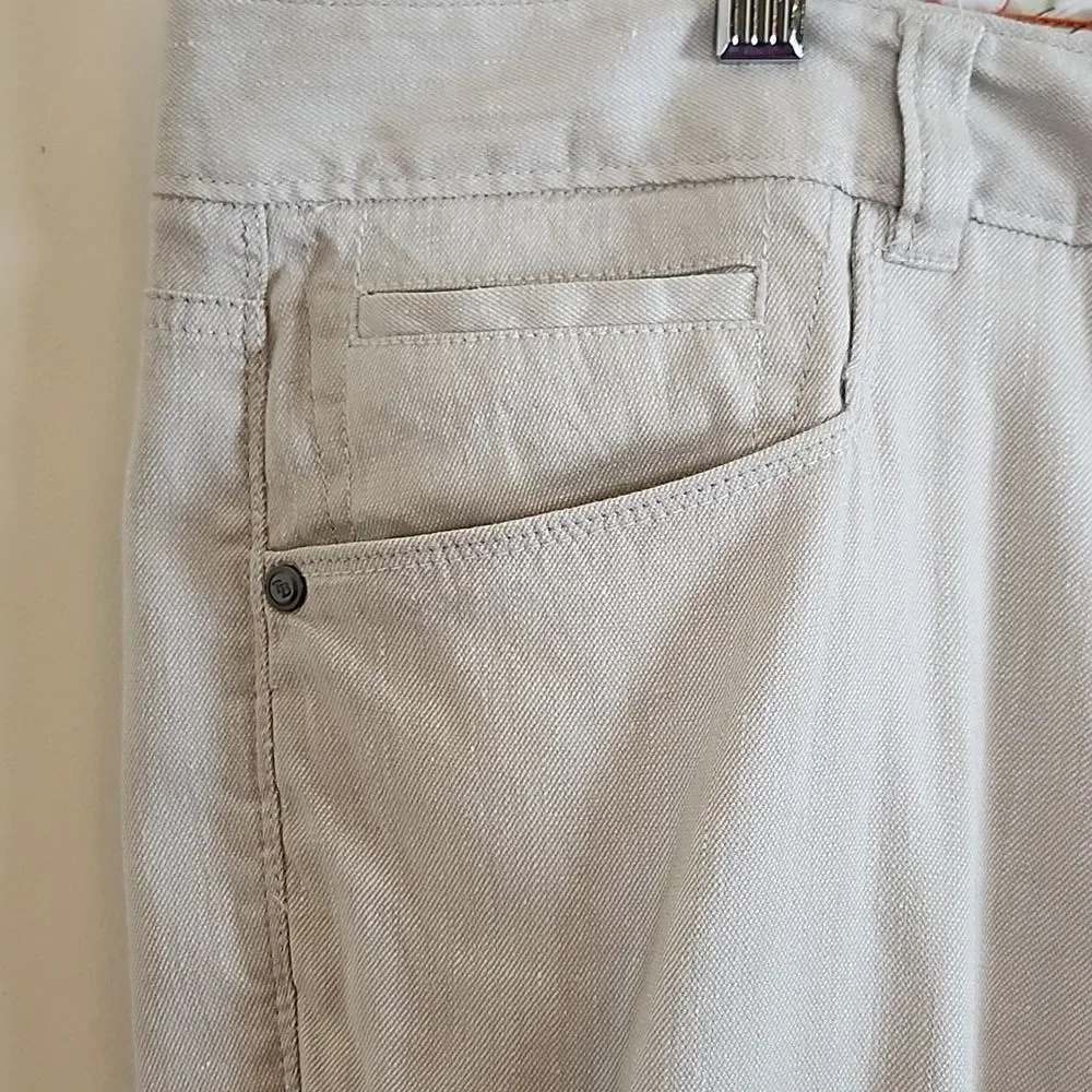Tommy Bahama Men's Beige Casual Linen Flat Front Pants, 35